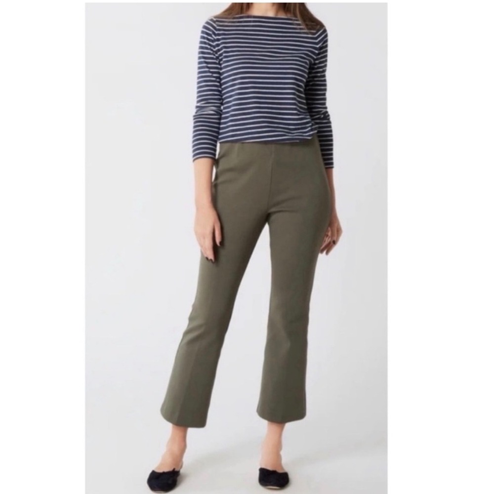 Ann Mashburn Faye Flare Cropped Pant Olive Green Medium NWT